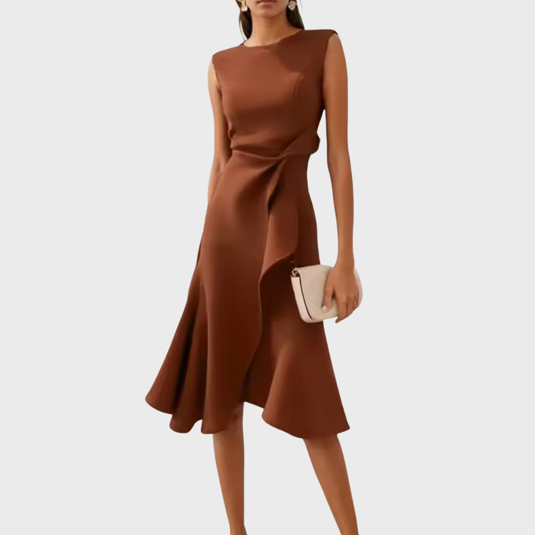 Asymmetrische Midi Jurk Dames | Gedrapeerd Vrouwelijk Design