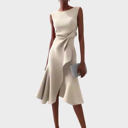 Asymmetrische Midi Jurk Dames | Gedrapeerd Vrouwelijk Design