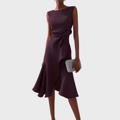 Asymmetrische Midi Jurk Dames | Gedrapeerd Vrouwelijk Design