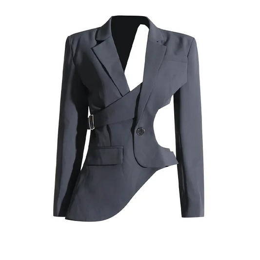 Asymmetrische Blazer - Grijs - 100% Polyester