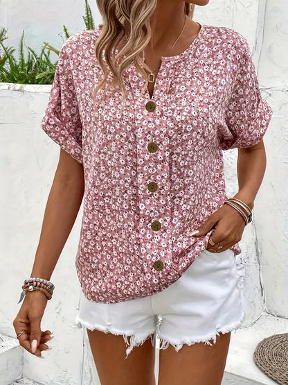 Chique damesblouse met bloemenprint - vrouwelijke verfijnde blouse