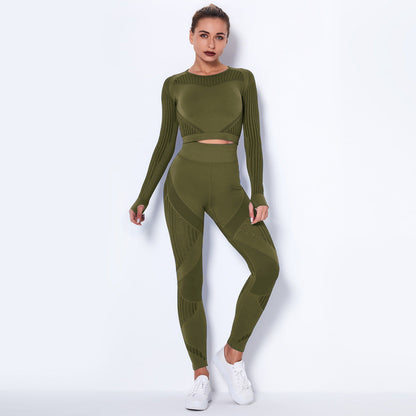 Naadloze sportlegging dames - hoge taille in donkergroen