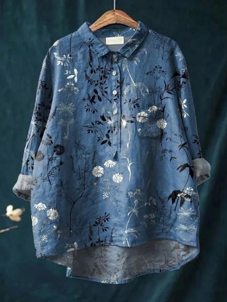 Bloemenblouse dames pasfotos meerdere bloemenprints beschikbaar