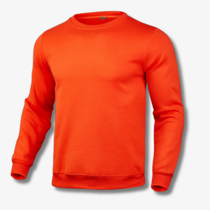 Effen herensweater met ronde hals in Oranje