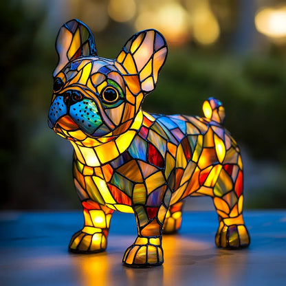 Lichtgevende Hond Lamp Glas-in-Lood – Handgemaakt en Sfeervol Cadeau voor Hondenliefhebbers
