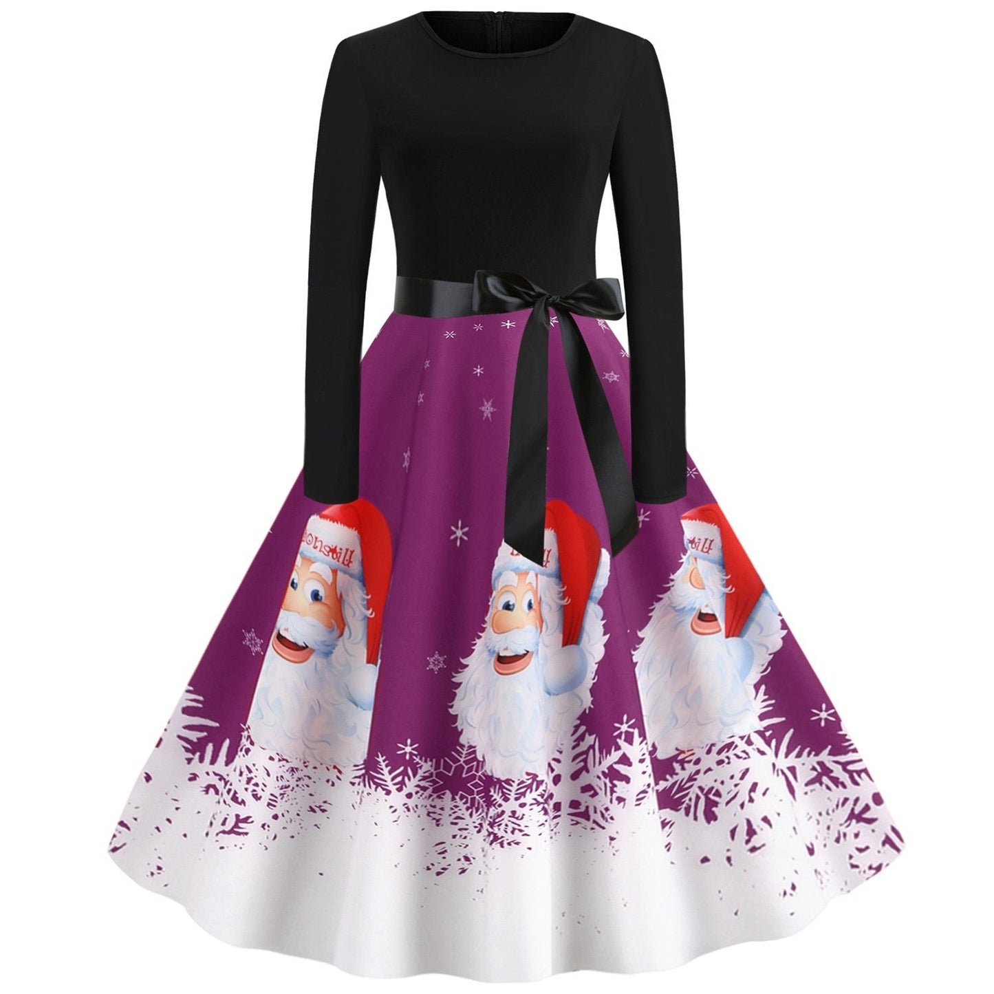 Vintage Kerstjurk voor Dames - Perfect voor Kerstmis | Retro Stijl met Feestelijke Print