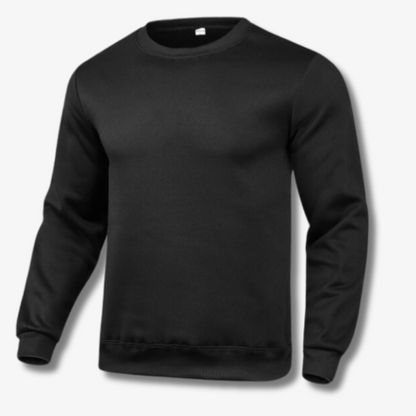 Effen herensweater met ronde hals in Zwart