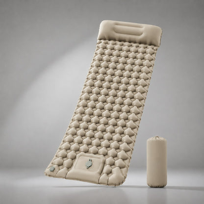 Zelfopblazend slaapmatje met voetpomp in khaki