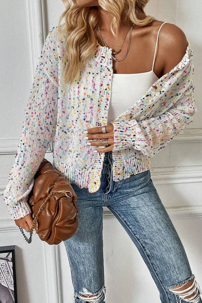 Gespikkeld vest dames met knopen - detailfoto