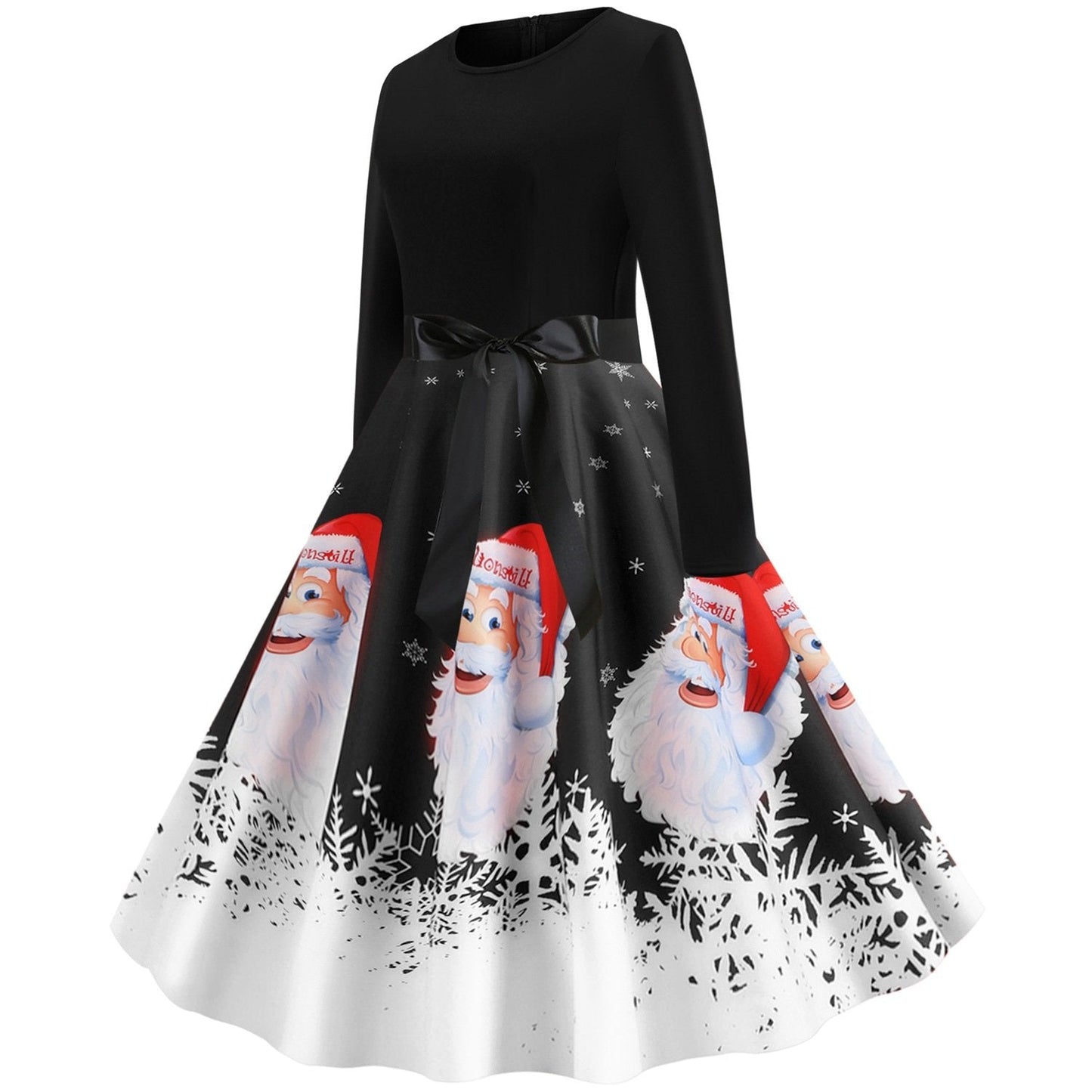 Vintage Kerstjurk voor Dames - Perfect voor Kerstmis | Retro Stijl met Feestelijke Print