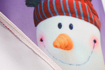 Kerstjurk voor dames met zwart bovenstuk, strik en rok met sneeuwpoppen