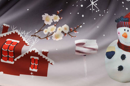 Kerstjurk voor dames met zwart bovenstuk, strik en rok met sneeuwpoppen