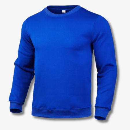 Effen herensweater met ronde hals in Kobaltblauw