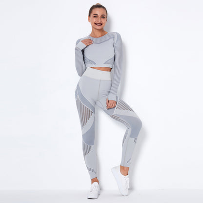 Naadloze sportlegging dames - hoge taille in zilver