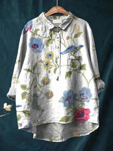 Bloemenblouse dames casual look met rok zomers