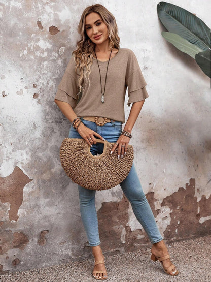 Blouse dames met laagjesmouw - detailfoto