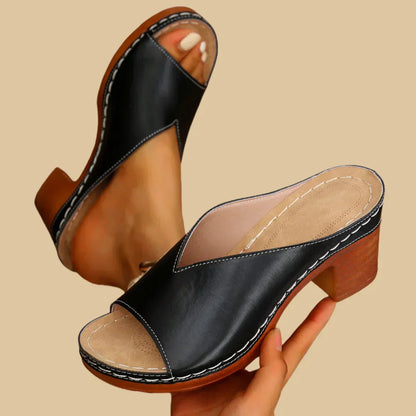 Orthopedische sandalen dames zwart - elegante blokhak