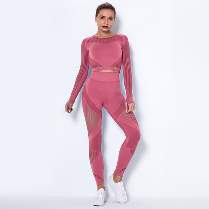 Naadloze sportlegging dames - hoge taille in roze