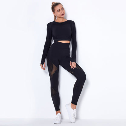 Naadloze sportlegging dames - hoge taille in zwart