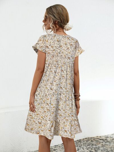 Jurk dames met bloemenprint en stroken - detailfoto