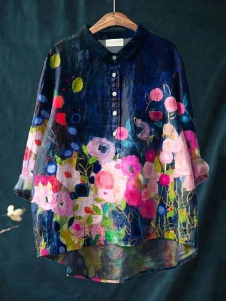 Bloemenblouse dames bloemenprint 8 - vrouwelijke stijlvolle blouse print