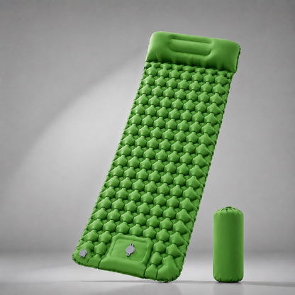 Zelfopblazend slaapmatje met voetpomp in grasgroen
