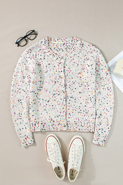 Gespikkeld vest dames met knopen - detailfoto
