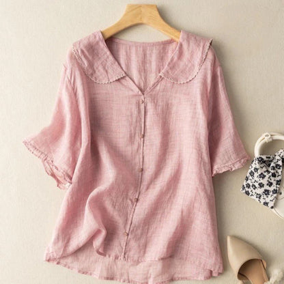 Vintage damesblouse met knoopdetail - tijdloze vrouwelijke blouse