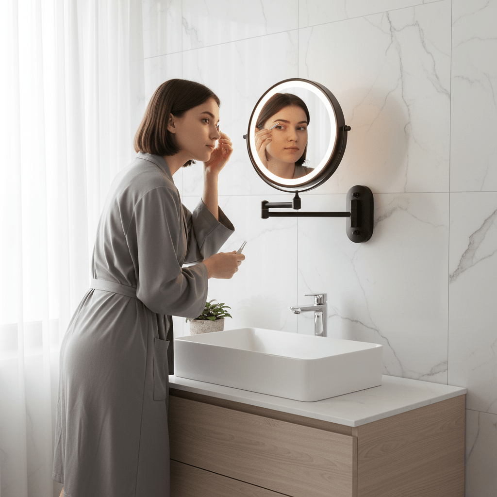 Make-up spiegel - LED Vergrotingsspiegel Draadloos en Instelbaar Licht