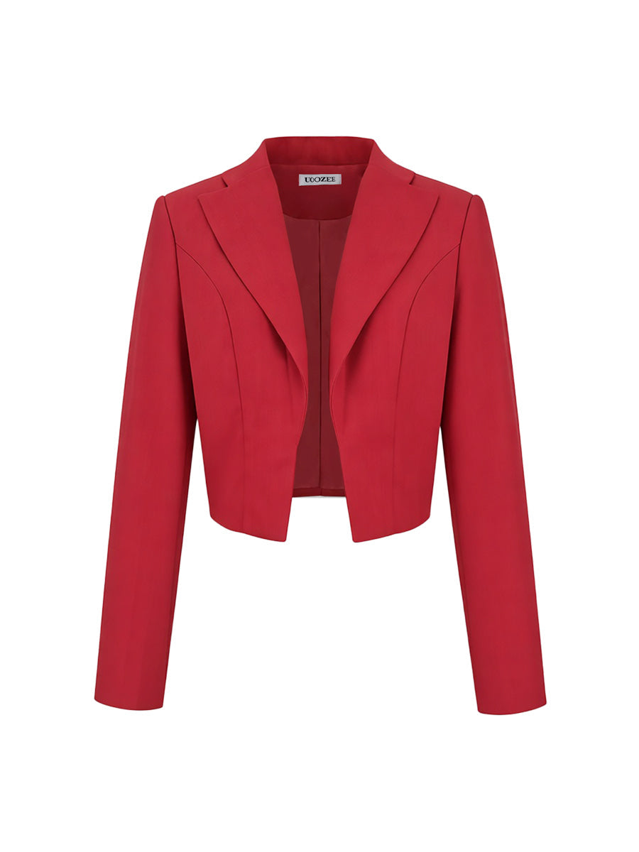 Cropped blazer dames met revers en smalle mouw