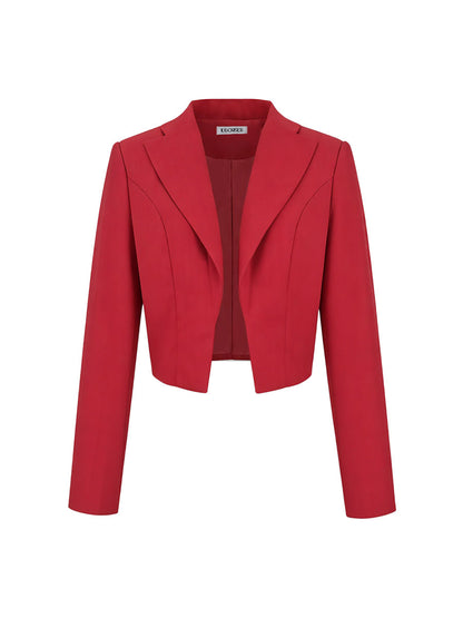 Cropped blazer dames met revers en smalle mouw