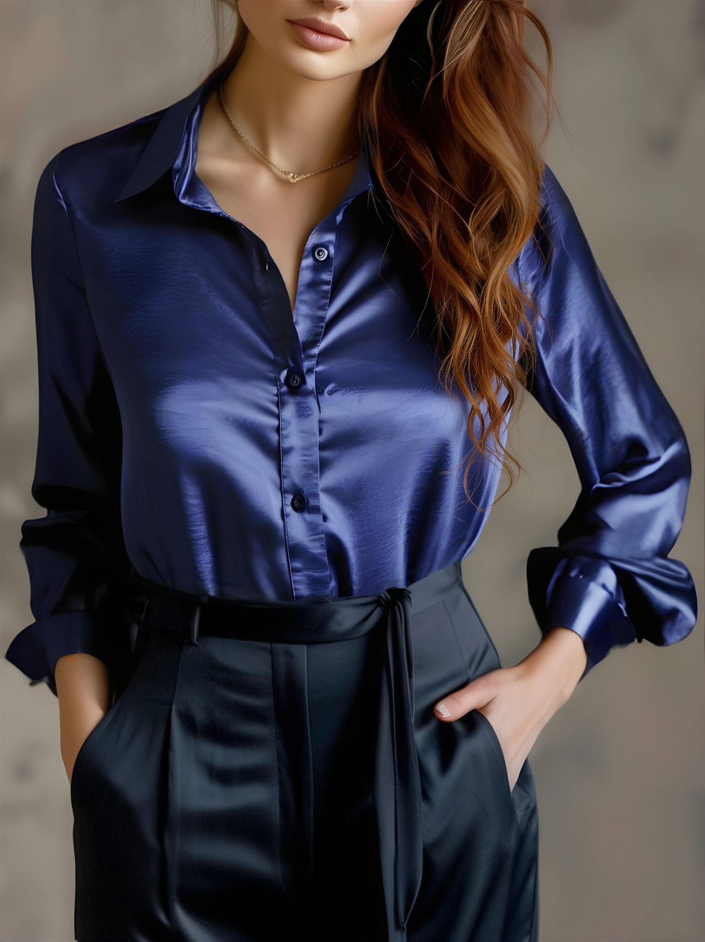 Satijnen Blouse met Kraag – Luxe, Comfortabel en Tijdloos voor Werk of Avond
