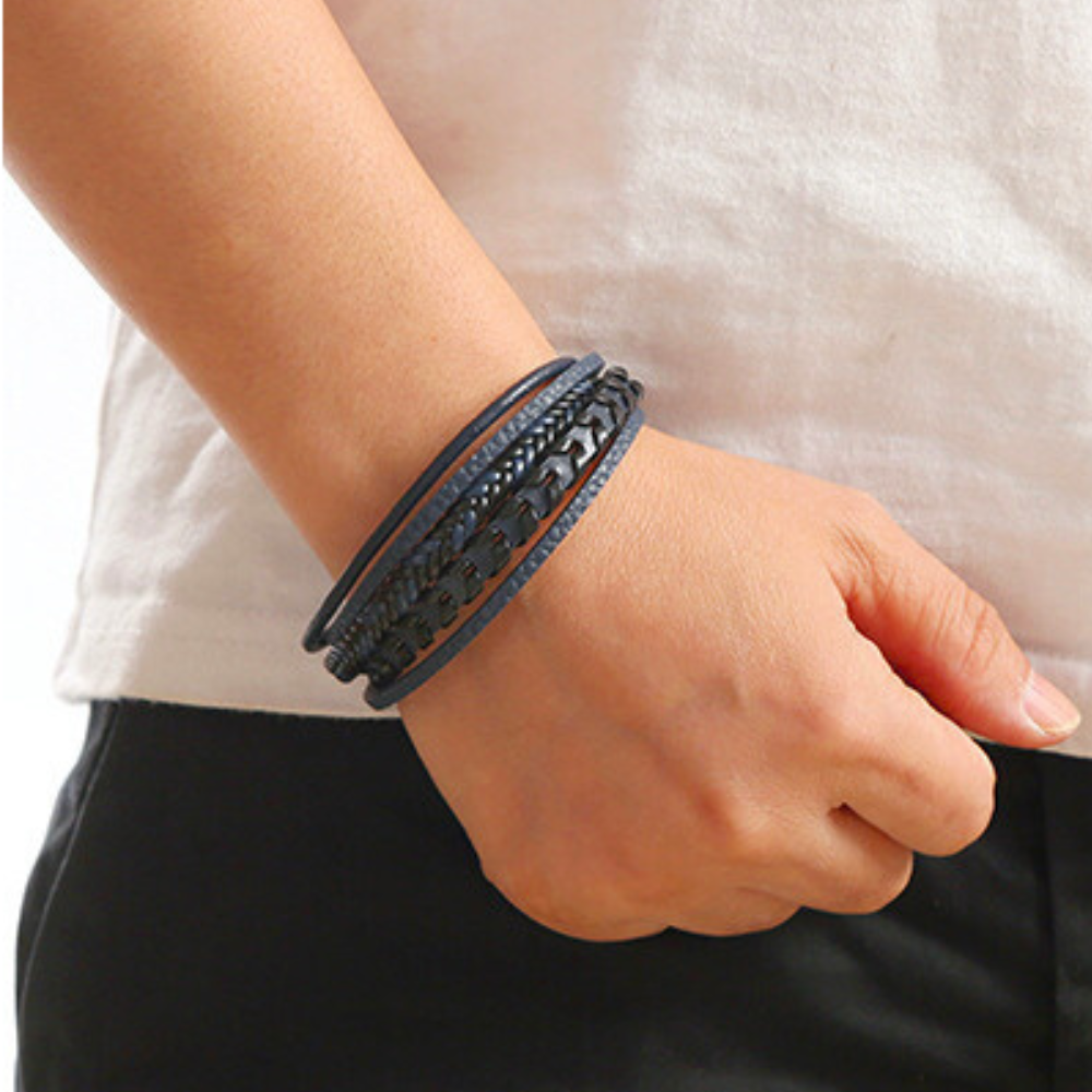 Leren Armband Heren Gevlochten — Stoere Armband met Magneetsluiting