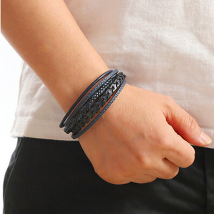 Leren Armband Heren Gevlochten — Stoere Armband met Magneetsluiting