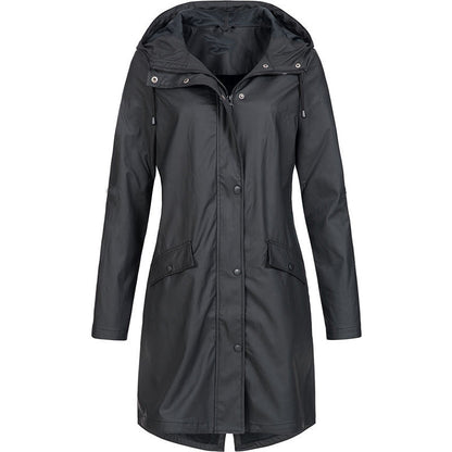 Dames Regenjas met Capuchon – Waterdicht Kniehoog Model voor Outdoor en Stad