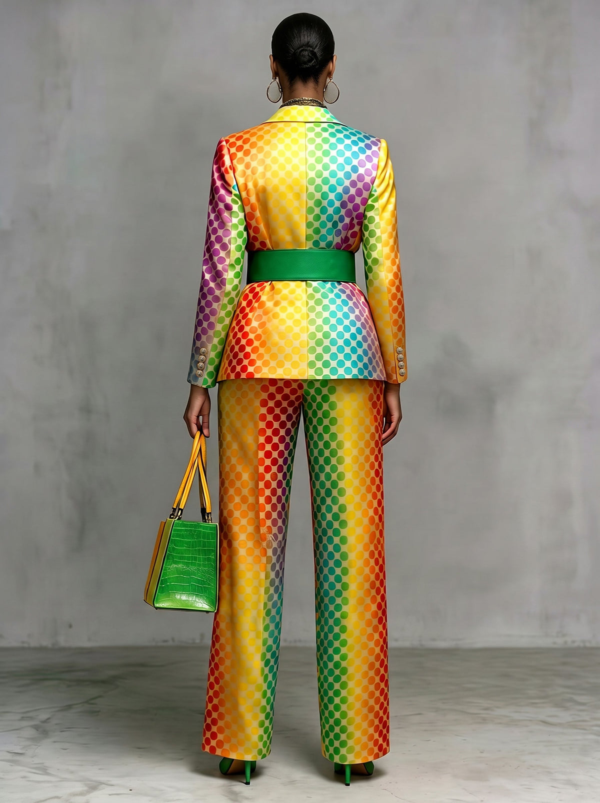 Blazer dames met stippen in regenboogkleuren en revers