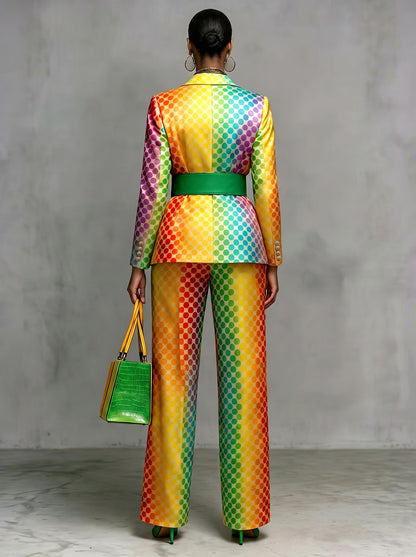 Blazer dames met stippen in regenboogkleuren en revers
