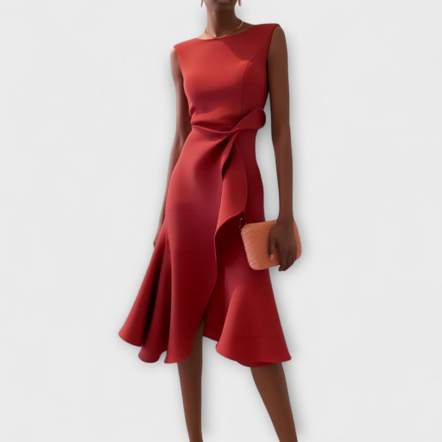 Asymmetrische Midi Jurk Dames | Gedrapeerd Vrouwelijk Design