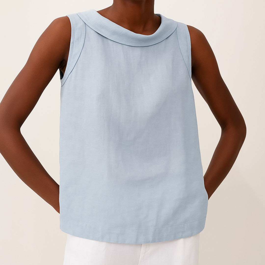 Mouwloze damesblouse met rolkraag - stijlvolle top dames veelzijdig