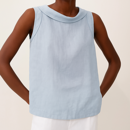 Mouwloze damesblouse met rolkraag - stijlvolle top dames veelzijdig