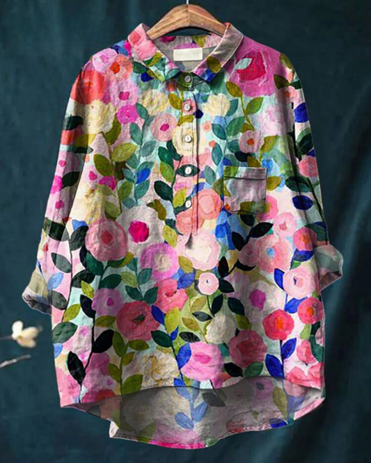 Bloemenblouse dames bloemenprint 1 - elegante vrouwelijke blouse luchtig