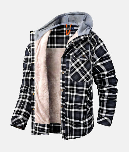 Heren Geruite Jas - Fleece Voering - Warme Winterjas - Casual Stijl