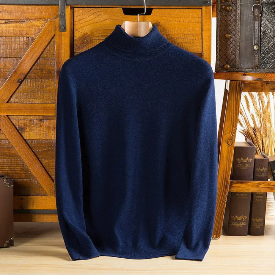 Fijngebreide coltrui heren in Marineblauw