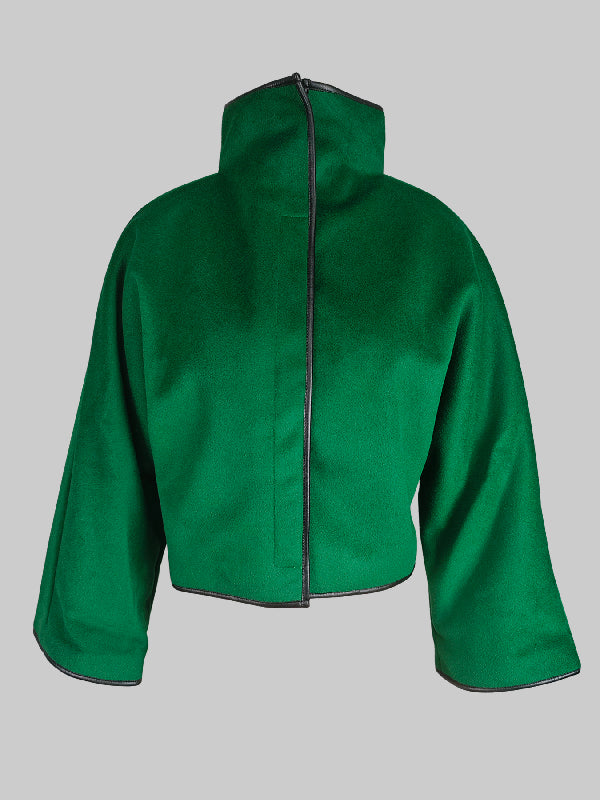 Cape jack dames cropped met hoge opstaande kraag