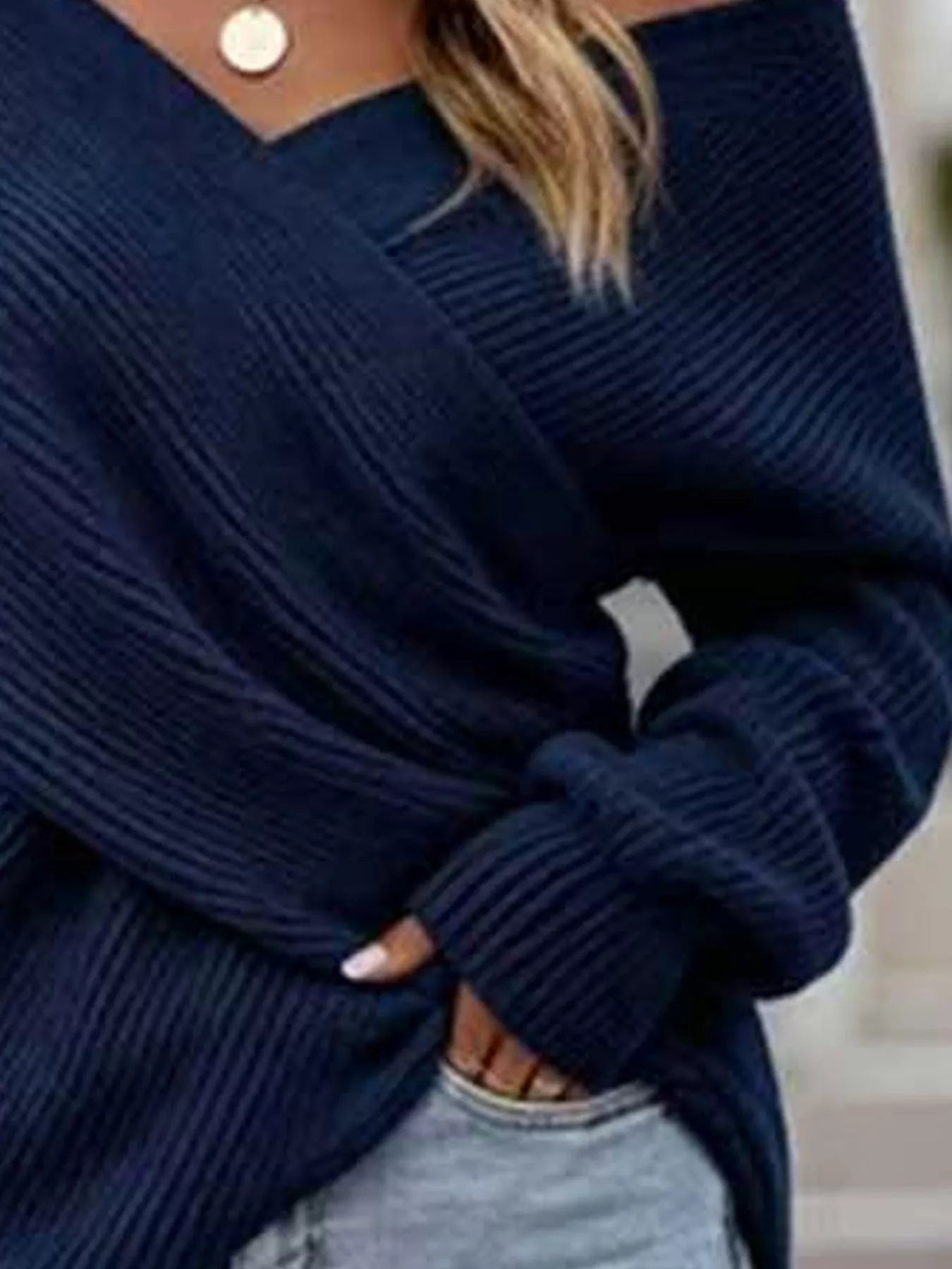 Trui dames met gekruiste voorkant - detailfoto