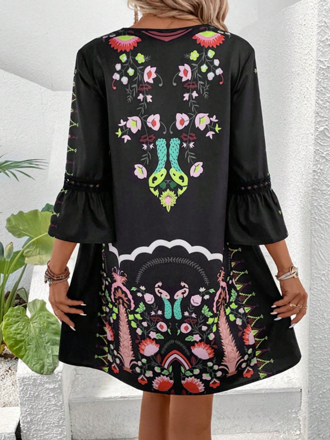 Jurk dames met borduurprint - detailfoto