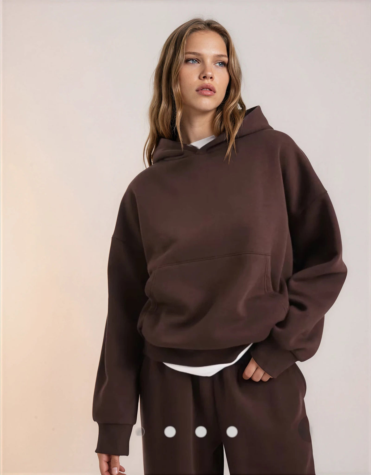 Oversized hoodie met joggingbroek in chocoladebruin katoen