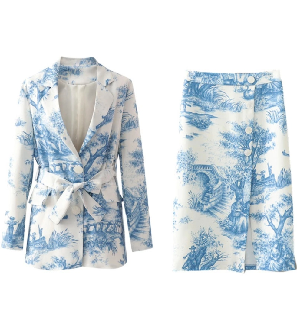 Blazer en Rok Set - Dames - Elegante Blazer en Rok in Hoogwaardige Stof met Moderne Pasvorm