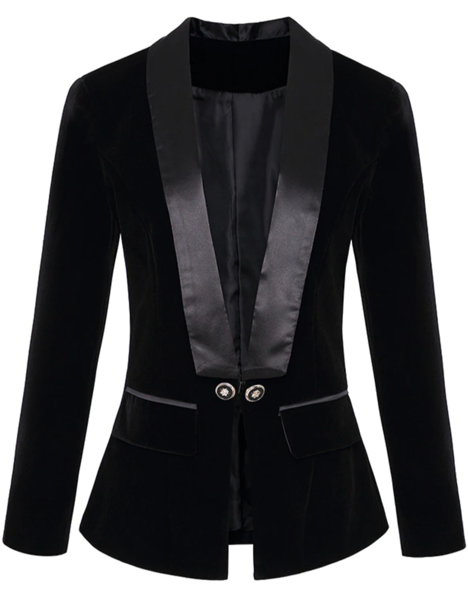 Velvet Runway Blazer - Plus Size - Luxe Fluwelen Jasje met Elegante Pasvorm