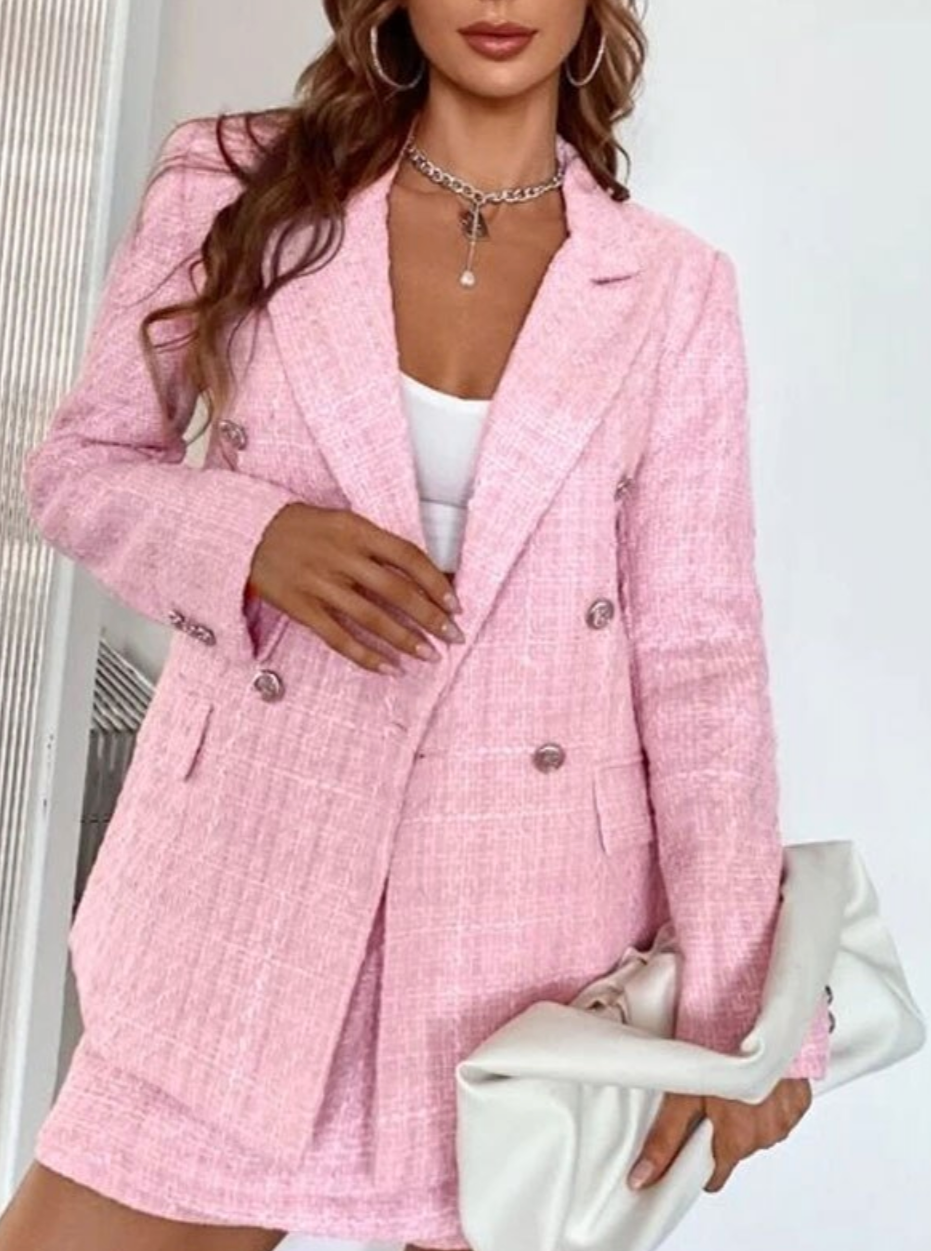 Tweed Blazer & Skort Set - Dames - Elegante Noella Tweed Stijl met Perfecte Pasvorm